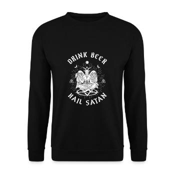 Boire de la bière Hail Satan Baphomet Occult - Sweat-shirt Unisexe - noir - Devant - Alina (178cm) & Michal (187cm)