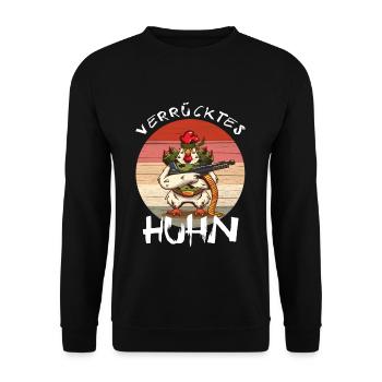 Crazy Chicken Funny Farmer - Unisex Sweatshirt - black - Front - Alina (178cm) & Michal (187cm)