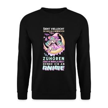 Anime Manga Kawaii Girl Creepy Cute - Unisex Pullover - Schwarz - Vorne - Alina (178cm) & Michal (187cm)