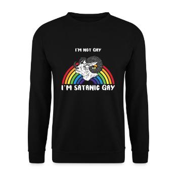 I'm Not Gay I'm Satanic Gay LGBT Satanist - Unisex Pullover - Schwarz - Vorne - Alina (178cm) & Michal (187cm)