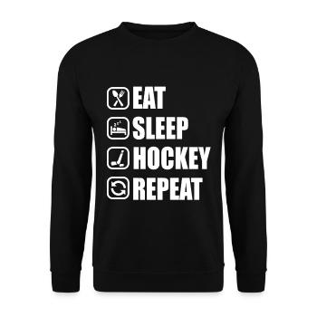 Eat Sleep Hockey Repeat I Eishockey Hockey - Unisex Pullover - Schwarz - Vorne - Alina (178cm) & Michal (187cm)