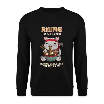 Anime est comme Latin I Neko Cat Kawaii Anime Girl - Sweat-shirt Unisexe - noir - Devant - Alina (178cm) & Michal (187cm)