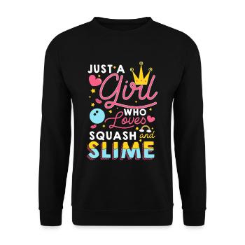 Just A Girl Squash And Slime - Unisex Pullover - Schwarz - Vorne - Alina (178cm) & Michal (187cm)