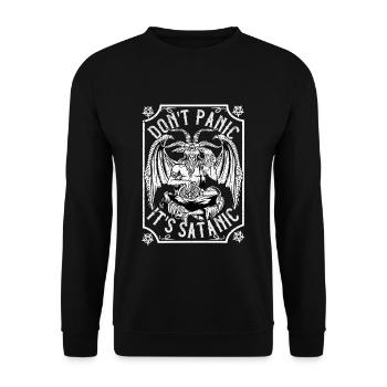 Don't Panic It's Satanic I Baphomet Occult - Unisex Sweatshirt - black - Front - Alina (178cm) & Michal (187cm)
