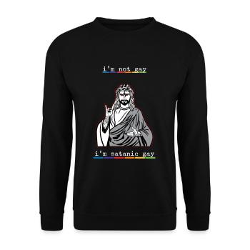 I'm Not Gay I'm Satanic Gay I LGBT - Unisex Pullover - Schwarz - Vorne - Alina (178cm) & Michal (187cm)