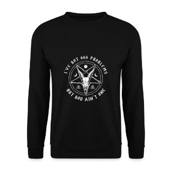 I Got 666 Problems But God Ain't One - Unisex Sweatshirt - black - Front - Alina (178cm) & Michal (187cm)