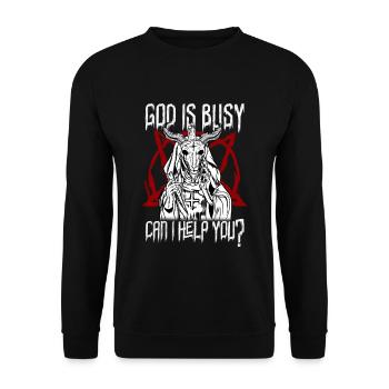 Dieu est occupé Puis-je vous aider ? Baphomet Occulte - Sweat-shirt Unisexe - noir - Devant - Alina (178cm) & Michal (187cm)