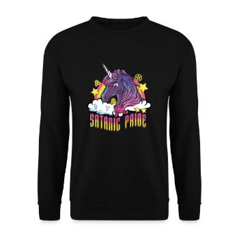 Satanic Pride I Creepy Cute Satan Unicorn - Unisex Sweatshirt - black - Front - Alina (178cm) & Michal (187cm)