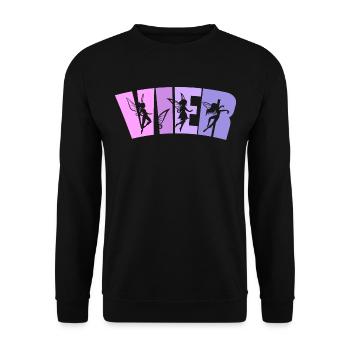 Feen Geburtstag 4 Jahre Mädchen Kleine Fee - Unisex Pullover - Schwarz - Vorne - Alina (178cm) & Michal (187cm)
