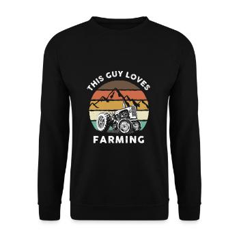 This Guy Loves Farming I Lustig Landwirt - Unisex Pullover - Schwarz - Vorne - Alina (178cm) & Michal (187cm)