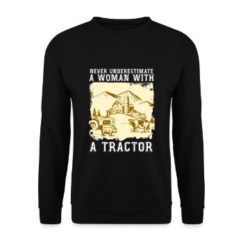 Never Underestimate A Woman With A Tractor - Unisex Sweatshirt - black - Front - Alina (178cm) & Michal (187cm)