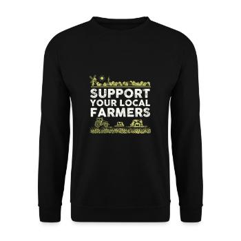 Support Your Local Farmers I Funny Farming - Unisex Sweatshirt - black - Front - Alina (178cm) & Michal (187cm)