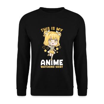 This Is My Anime Watching Shirt I Kawaii Girl - Unisex Pullover - Schwarz - Vorne - Alina (178cm) & Michal (187cm)