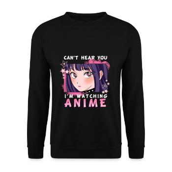 Je ne t’entends pas, je regarde l’anime I otaku girl - Sweat-shirt Unisexe - noir - Devant - Alina (178cm) & Michal (187cm)
