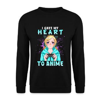 J’ai donné mon cœur à l’anime I Otaku Kawaii Girl - Sweat-shirt Unisexe - noir - Devant - Alina (178cm) & Michal (187cm)