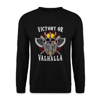 Victoire ou Valhalla I Nordic Viking Odin - Sweat-shirt Unisexe - noir - Devant - Alina (178cm) & Michal (187cm)