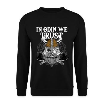 In Odin we trust I Walhalla Wikinger - Unisex Pullover - Schwarz - Vorne - Alina (178cm) & Michal (187cm)