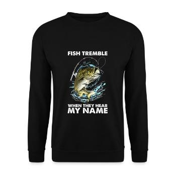 Les poissons tremblent quand ils entendent mon nom I Angeln - Sweat-shirt Unisexe - noir - Devant - Alina (178cm) & Michal (187cm)