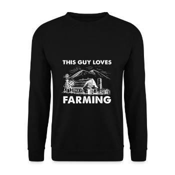This Guy Loves Farming I Lustig Landwirt - Unisex Pullover - Schwarz - Vorne - Alina (178cm) & Michal (187cm)