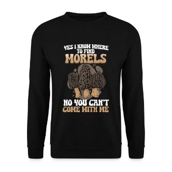 Yes i know where to find the Morels I Pilz sammeln - Unisex Pullover - Schwarz - Vorne - Alina (178cm) & Michal (187cm)