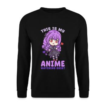 This Is My Anime Watching Shirt I Kawaii Otaku - Unisex Pullover - Schwarz - Vorne - Alina (178cm) & Michal (187cm)