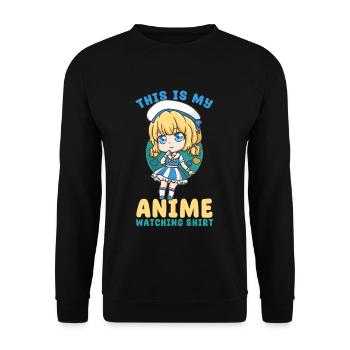 This Is My Anime Watching Shirt I Kawaii Girl - Unisex Pullover - Schwarz - Vorne - Alina (178cm) & Michal (187cm)