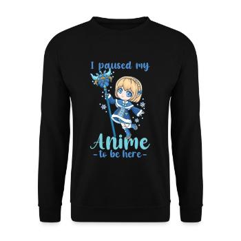 I Paused My Anime To Be Here I Chibi Kawaii Otaku - Unisex Sweatshirt - black - Front - Alina (178cm) & Michal (187cm)