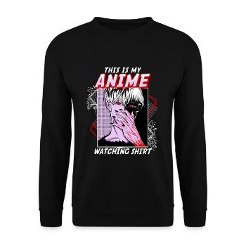 This Is My Anime Watching Shirt I Kawaii Otaku - Unisex Pullover - Schwarz - Vorne - Alina (178cm) & Michal (187cm)