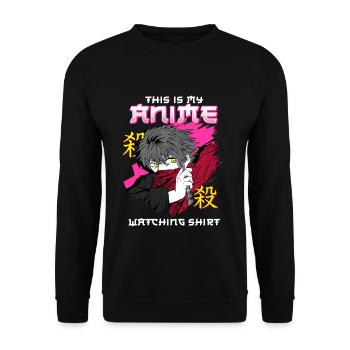 This Is My Anime Watching Shirt I Kawaii Otaku - Unisex Pullover - Schwarz - Vorne - Alina (178cm) & Michal (187cm)