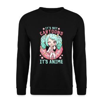 It's Not Cartoons It's Anime I Kawaii Chibi Otaku - Unisex Sweatshirt - black - Front - Alina (178cm) & Michal (187cm)
