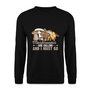 The Mushrooms Are Calling And I Must Go I Morchel - Unisex Pullover - Schwarz - Vorne - Alina (178cm) & Michal (187cm)