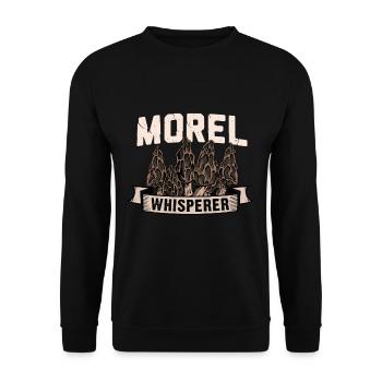 Morel Whisperer I Funny Mycologist Mushroom - Unisex Pullover - Schwarz - Vorne - Alina (178cm) & Michal (187cm)