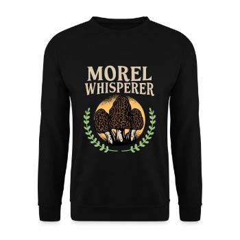 Morel Whisperer I Funny Schwammerlsucher Pilze - Unisex Pullover - Schwarz - Vorne - Alina (178cm) & Michal (187cm)