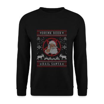 Buvez de la bière Hail Santa I Baphomet Death Metal - Sweat-shirt Unisexe - noir - Devant - Alina (178cm) & Michal (187cm)