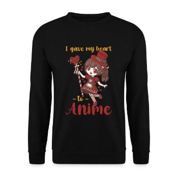 I Only Care About Anime And Maybe 3 People - Unisex Pullover - Schwarz - Vorne - Alina (178cm) & Michal (187cm)