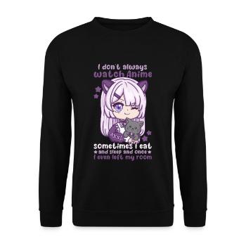 I Don't Always Watch Anime I Manga Kawaii Otaku - Unisex Pullover - Schwarz - Vorne - Alina (178cm) & Michal (187cm)