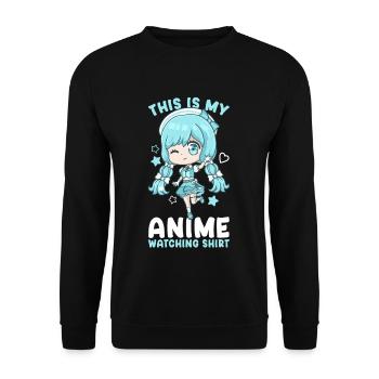 This Is My Anime Watching Shirt I Kawaii Otaku - Unisex Pullover - Schwarz - Vorne - Alina (178cm) & Michal (187cm)