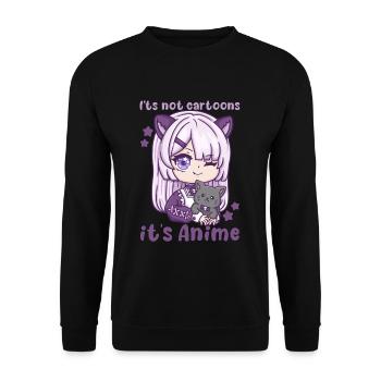 It's Not Cartoons It' Anime I Chibi Kawaii Otaku - Unisex Sweatshirt - black - Front - Alina (178cm) & Michal (187cm)
