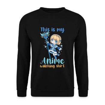 This Is My Anime Watching Shirt I Kawaii Otaku - Unisex Pullover - Schwarz - Vorne - Alina (178cm) & Michal (187cm)