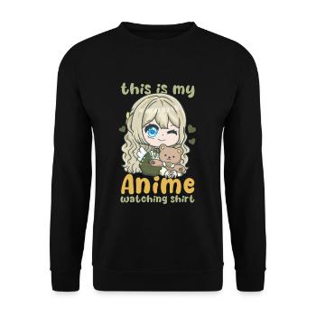 This Is My Anime Watching Shirt I Kawaii Otaku - Unisex Pullover - Schwarz - Vorne - Alina (178cm) & Michal (187cm)