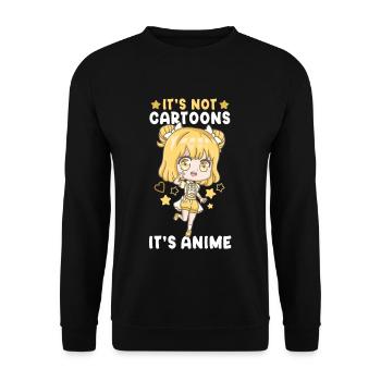 It's Not Cartoons It' Anime I Chibi Kawaii Otaku - Unisex Sweatshirt - black - Front - Alina (178cm) & Michal (187cm)