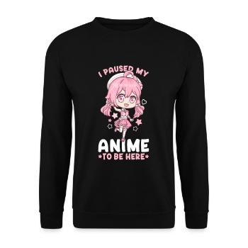 I Paused My Anime To Be Here I Otaku Kawaii Girl - Unisex Sweatshirt - black - Front - Alina (178cm) & Michal (187cm)