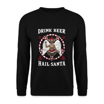Drink Beer Hail Santa I Baphomet Death Metal - Unisex Pullover - Schwarz - Vorne - Alina (178cm) & Michal (187cm)