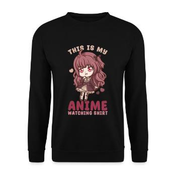 This Is My Anime Watching Shirt I Kawaii Otaku - Unisex Pullover - Schwarz - Vorne - Alina (178cm) & Michal (187cm)