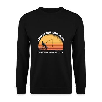Je sauve le poisson de l’eau et la bière des bouteilles - Sweat-shirt Unisexe - noir - Devant - Alina (178cm) & Michal (187cm)