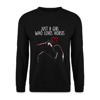 HORSEANDGIRLJUSTAGIRLWHOWLOVESHORSES - Unisex Sweatshirt - black - Front - Alina (178cm) & Michal (187cm)