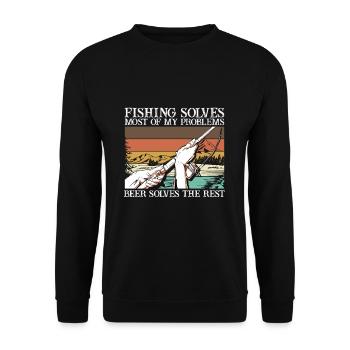 FISHING3 - Unisex Pullover - Schwarz - Vorne - Alina (178cm) & Michal (187cm)