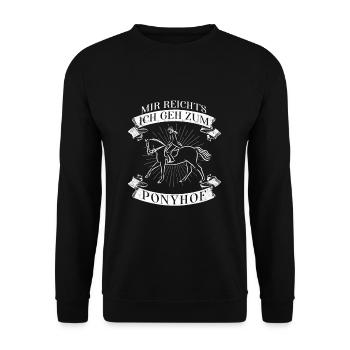 RIDEROUTLINEMIREICHTSICHGEHZUMPONYHOF - Unisex Pullover - Schwarz - Vorne - Alina (178cm) & Michal (187cm)