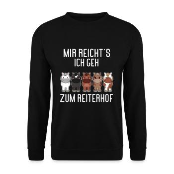 HORSESPACK2MIRREICHTSICHGEHZUMREITERHOF - Unisex Pullover - Schwarz - Vorne - Alina (178cm) & Michal (187cm)