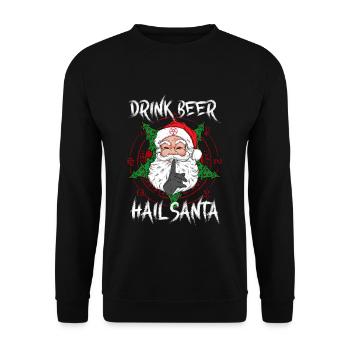 Drink Beer Hail Santa I Baphomet Death Metal - Unisex Pullover - Schwarz - Vorne - Alina (178cm) & Michal (187cm)